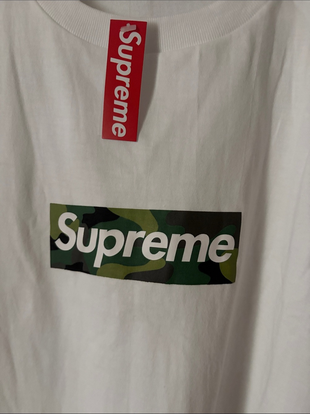 Supreme White Camo Box Logo Tee - Green Camo
